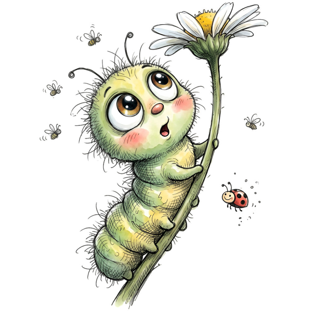 Summer Whimsical Caterpillar Fabric Panel 16