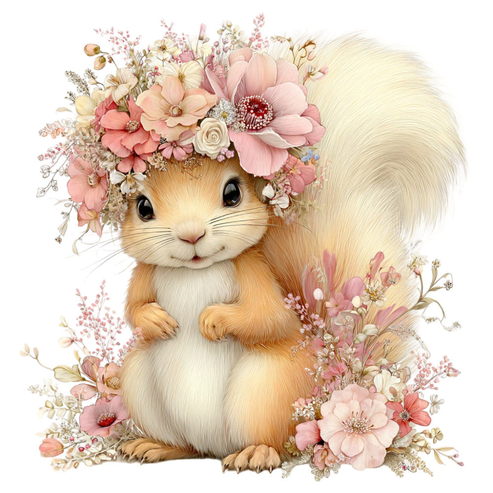 Whimsical Summer Squirrel Fabric Panel 1