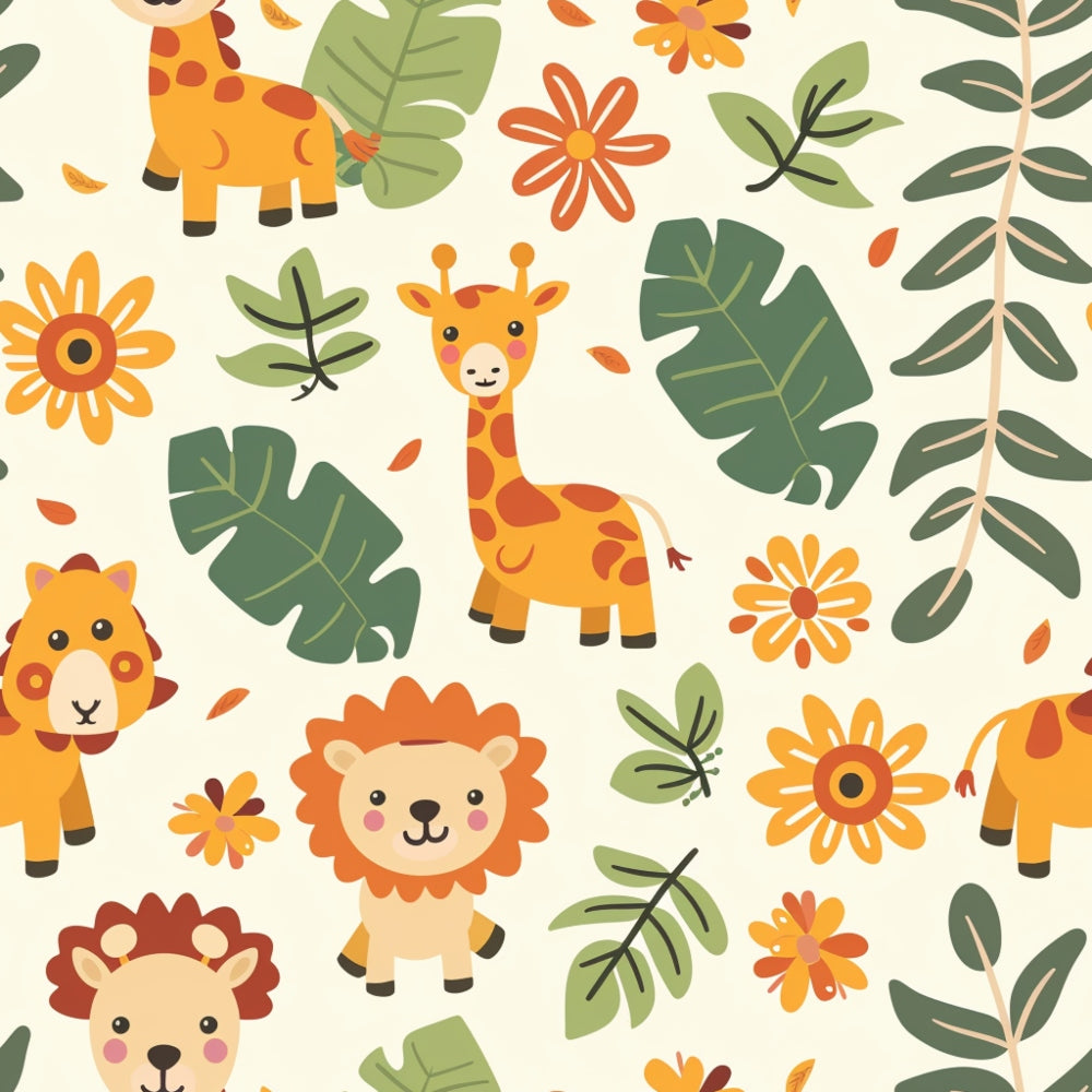 Daily Deal: Baby Safari Animals Pattern 23 Quilting Cotton Fabric - 45" x 1 Yard"