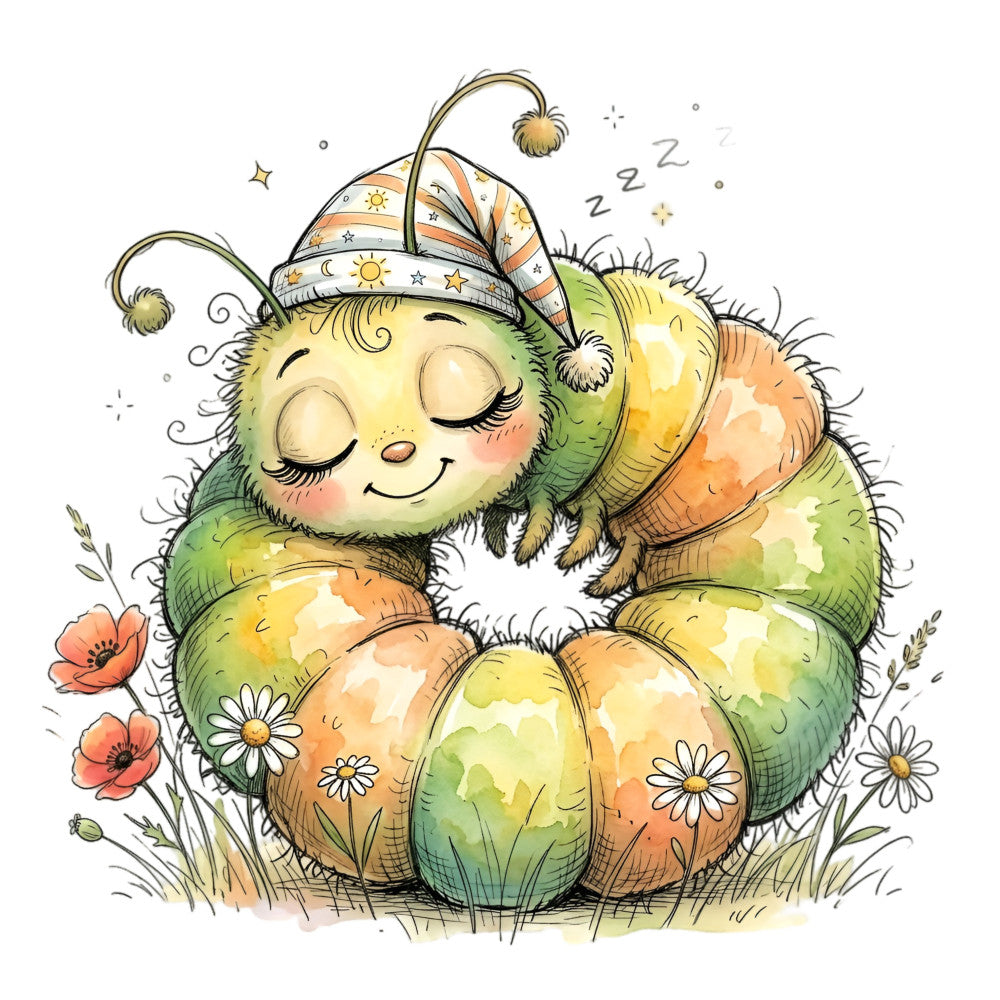 Summer Whimsical Caterpillar Fabric Panel 12