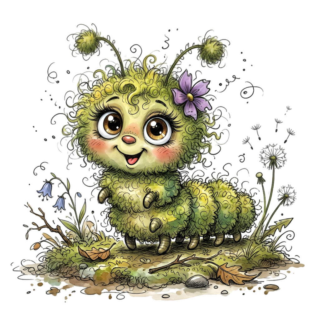 Summer Whimsical Caterpillar Fabric Panel 15