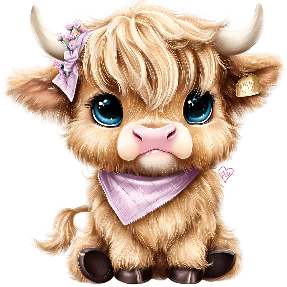 Adorable Highland Cows Fabric Panel 5