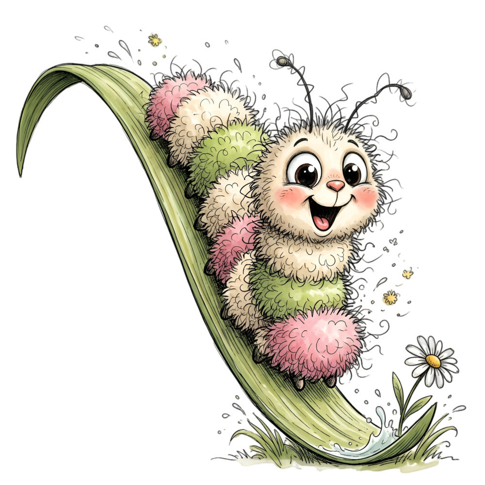 Summer Whimsical Caterpillar Fabric Panel 18