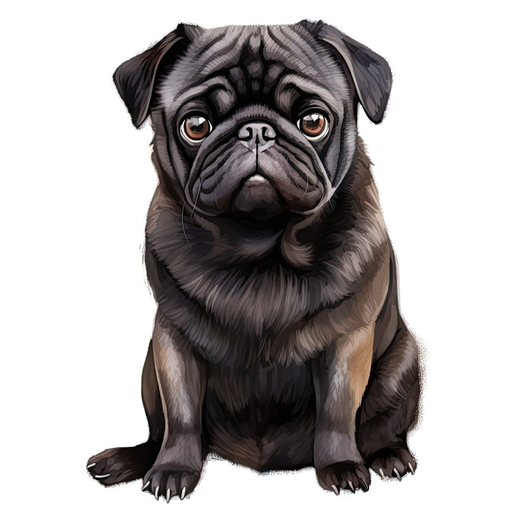 Watercolor Pug Fabric Panel 1