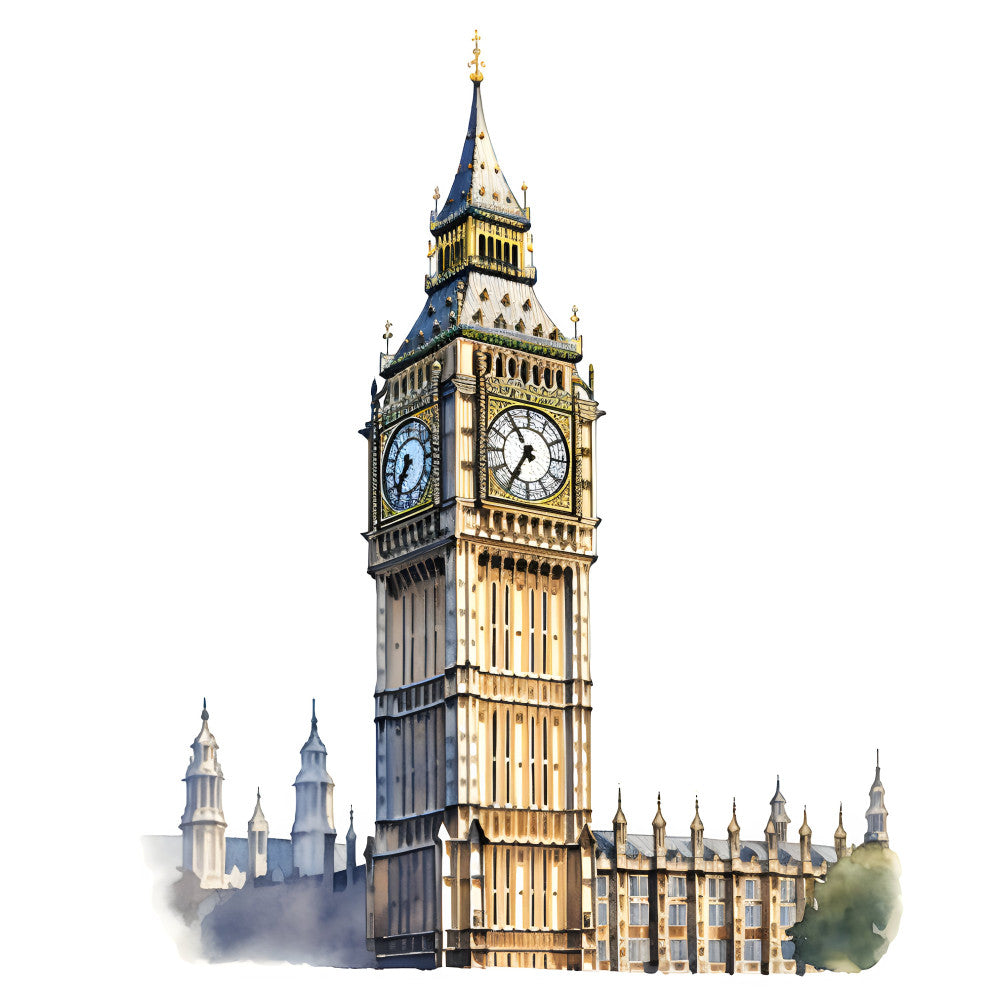 Watercolor Hello London Fabric Panel 3