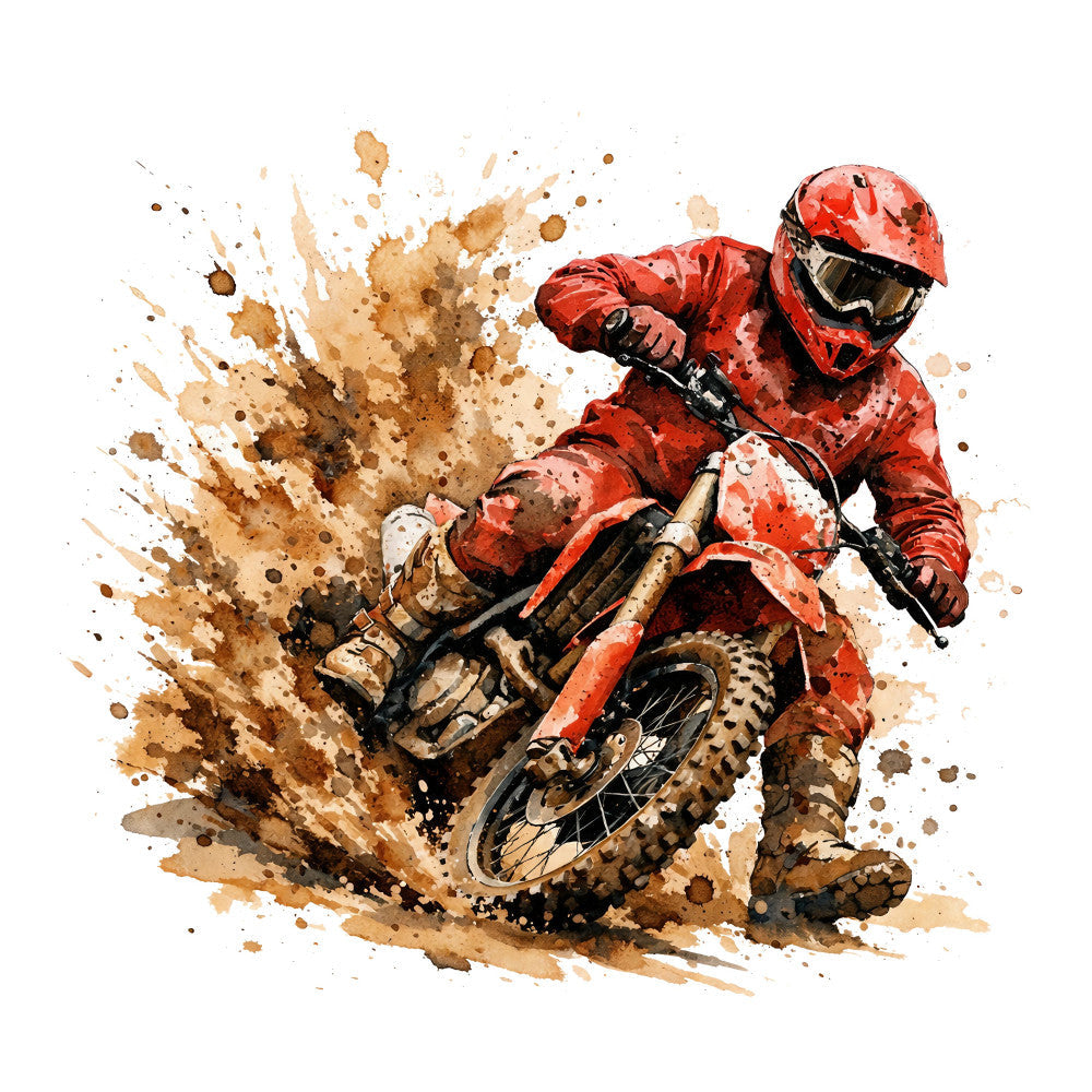 Watercolor Dirt Bike Fabric Panel 14