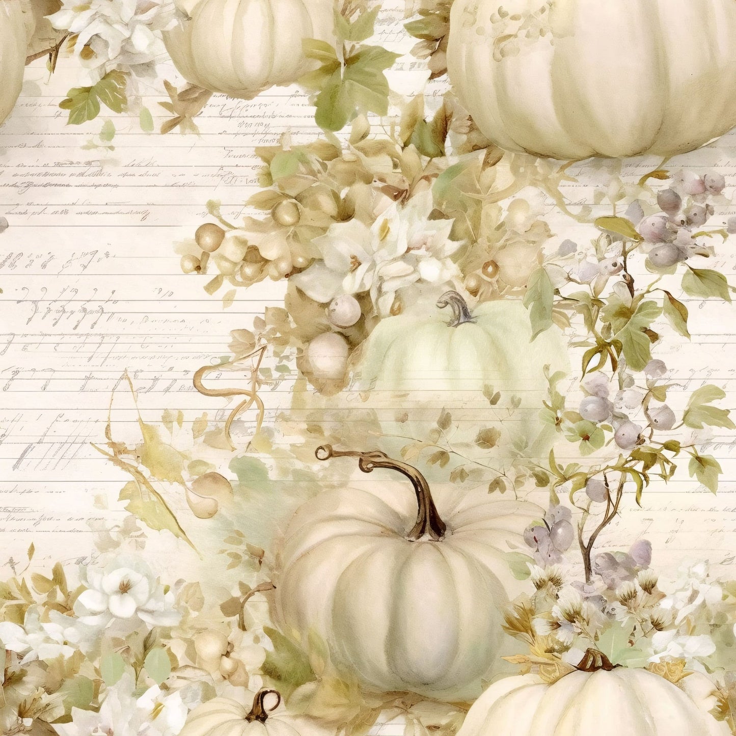 Daily Deal: White Fall Pumpkins Pattern 11 Quilting Cotton Fabric - 45" x 2 Yards"