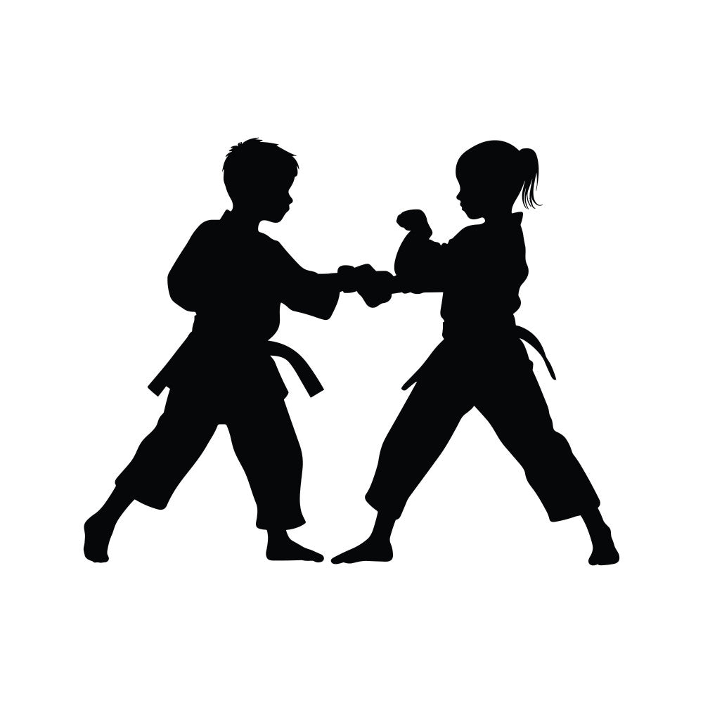 Karate Silhouette Fabric Panel 1