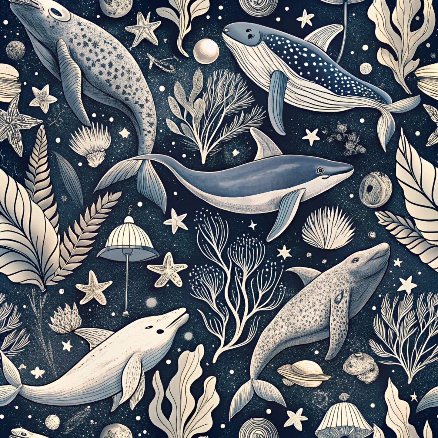 Daily Deal: Magical Sea Pattern 9 Quilting Cotton Fabric - 118" x 1 Yard"