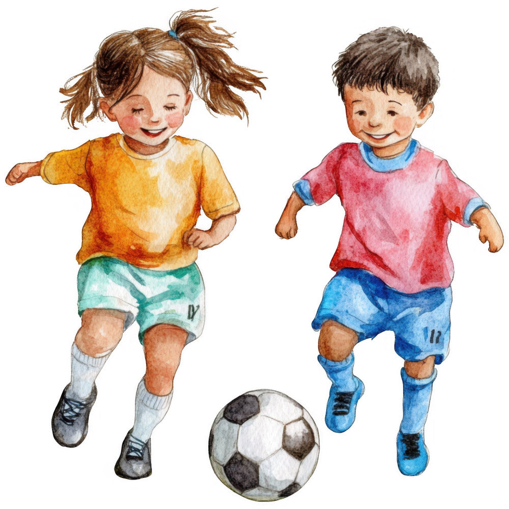 Watercolor Soccer Fabric Panel 9