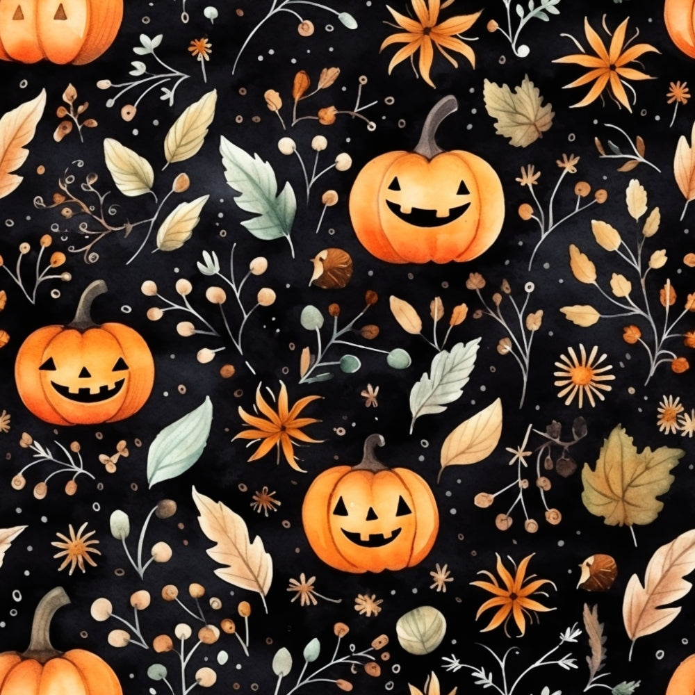 Daily Deal: Watercolor Halloween Characters Pattern 11 Quilting Cotton Fabric - 45" x 1 Yard"