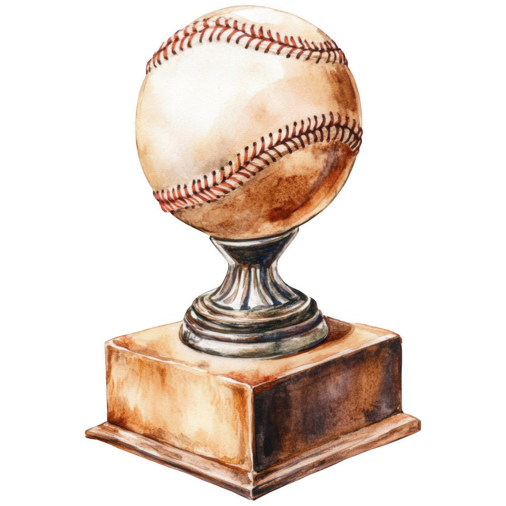 Watercolor Baseball Fabric Panel 14