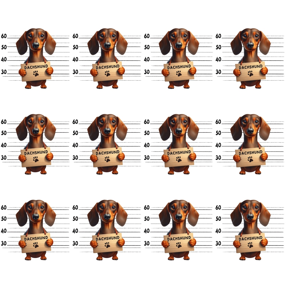 Daily Deal: Doggie Mugshots Dachshund Pattern Quilting Cotton Fabric - 45" x 2 Yards"
