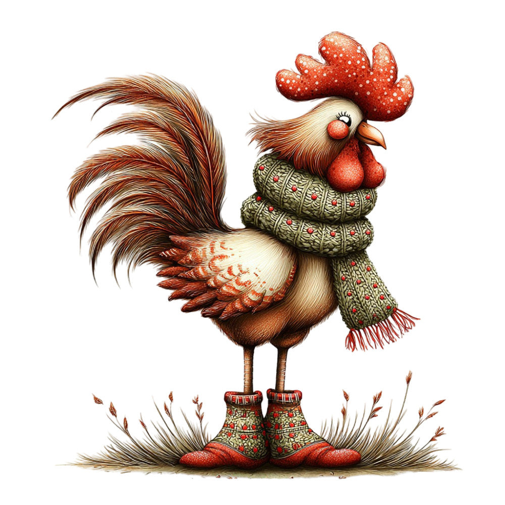 Whimsical Autumn Rooster Fabric Panel 16