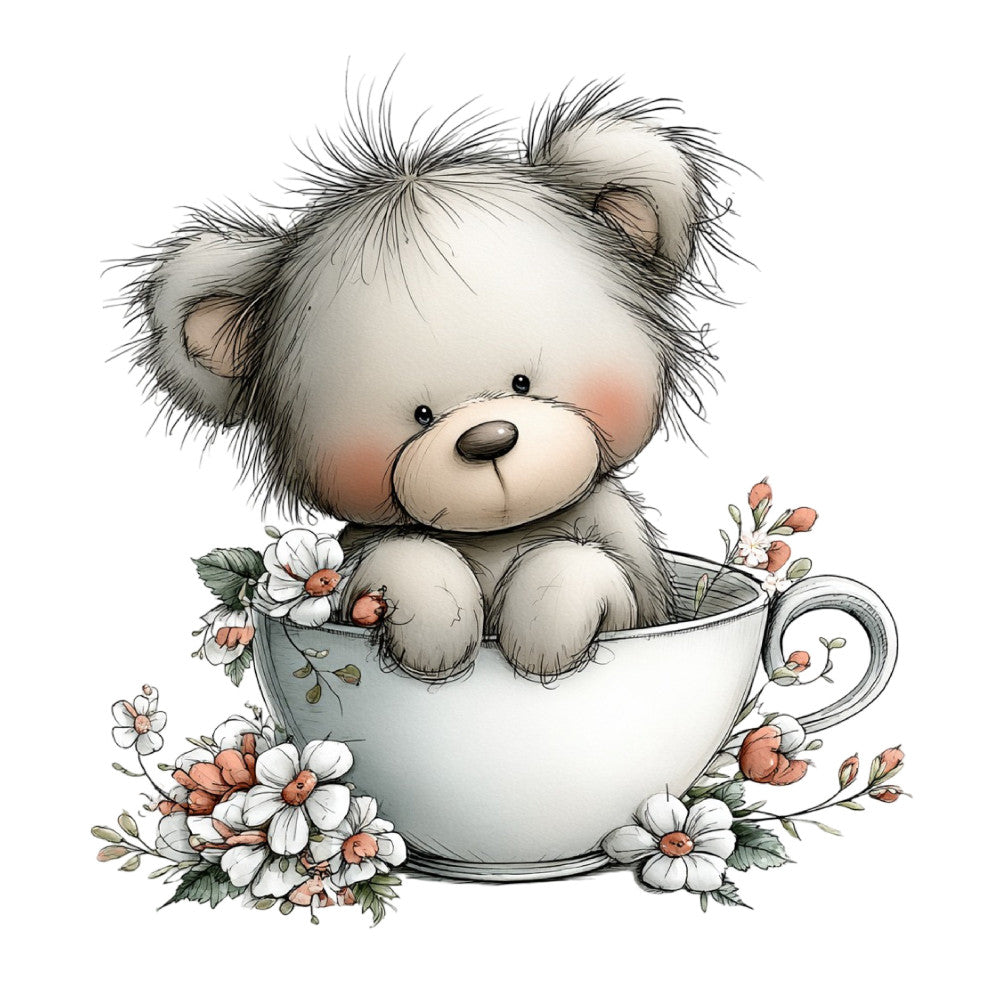 Whimsical Summer Teddy Bear Fabric Panel 38