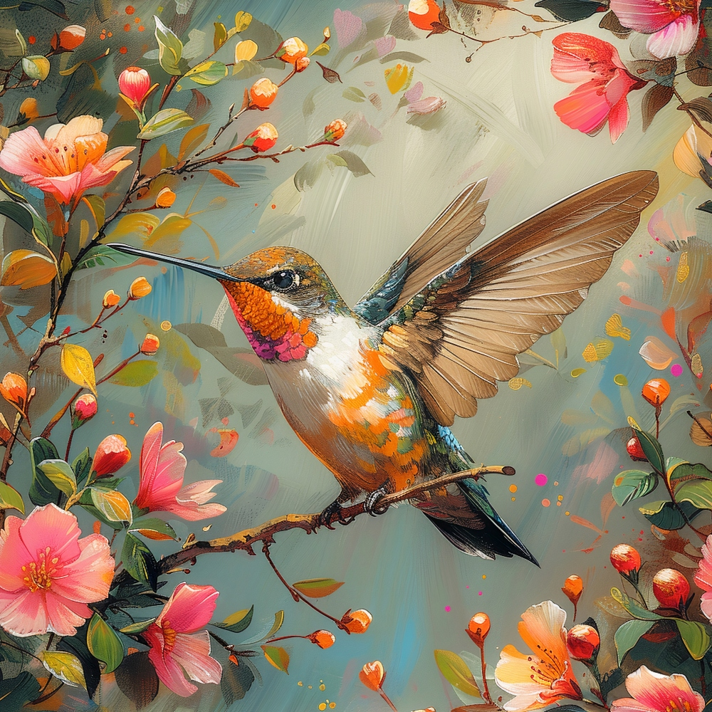 Daily Deal: Hummingbirds in Spring Pattern 9 Quilting Cotton Fabric - 45" x 1 Yard"
