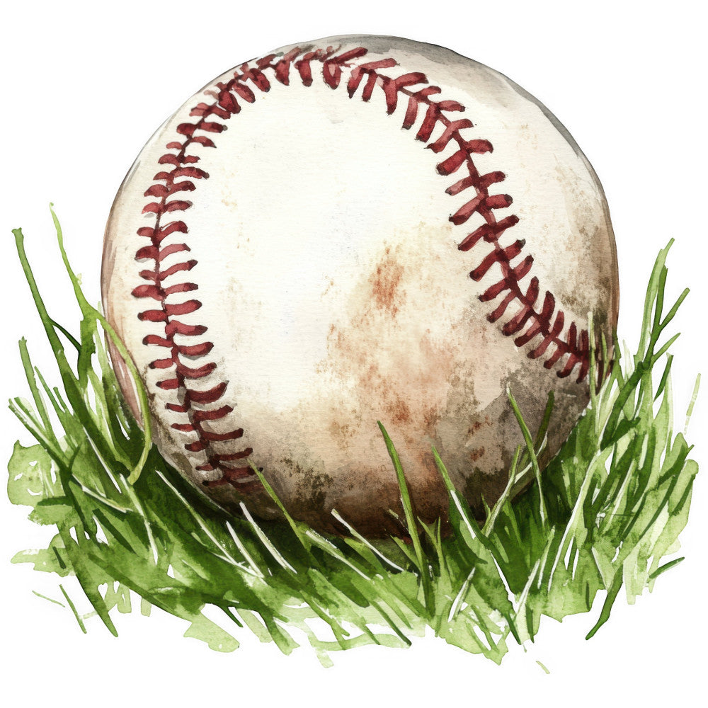 Watercolor Baseball Fabric Panel 19