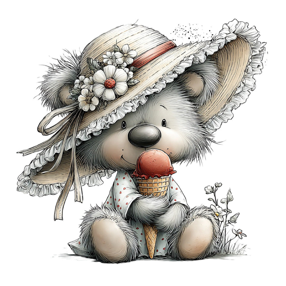 Whimsical Summer Teddy Bear Fabric Panel 11