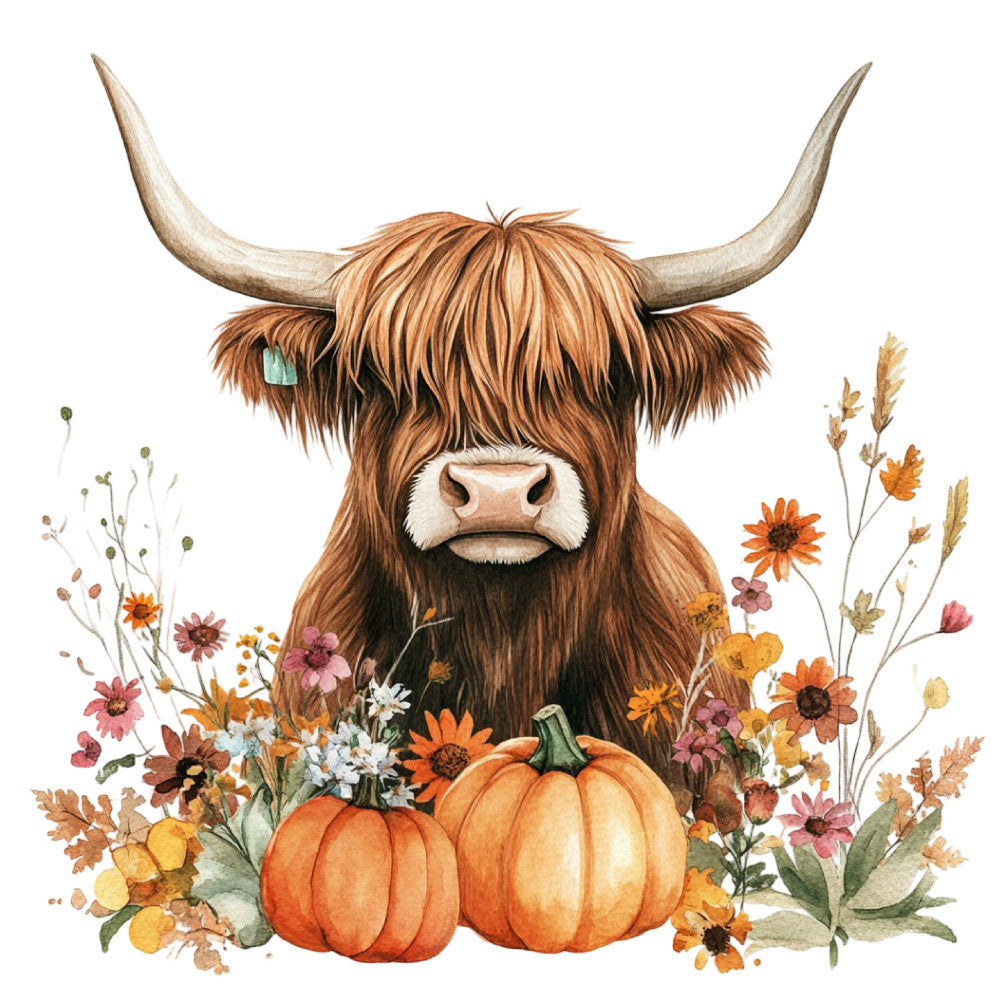 Autumn Highland Cow Fabric Panel 18