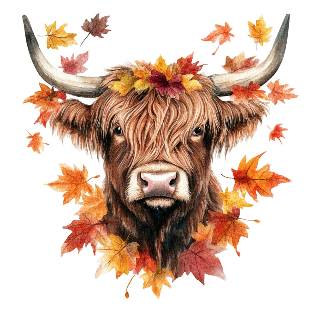 Autumn Highland Cow Fabric Panel 15