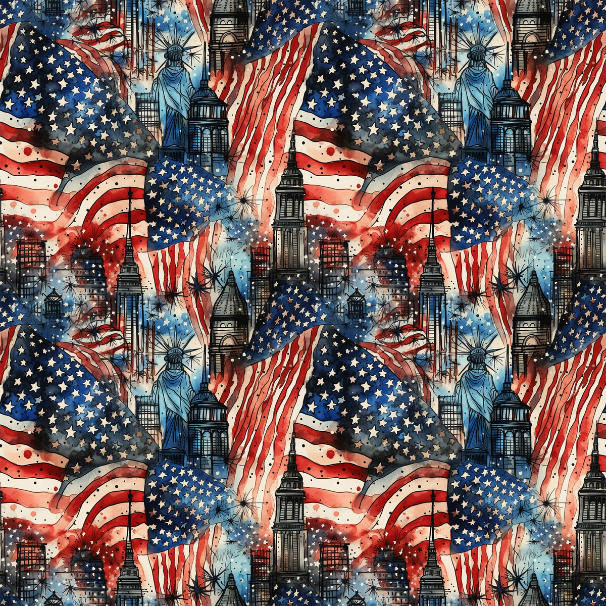 Daily Deal: Patriotic Grunge Pattern 2 Quilting Cotton Fabric - 45" x 2 Yards"