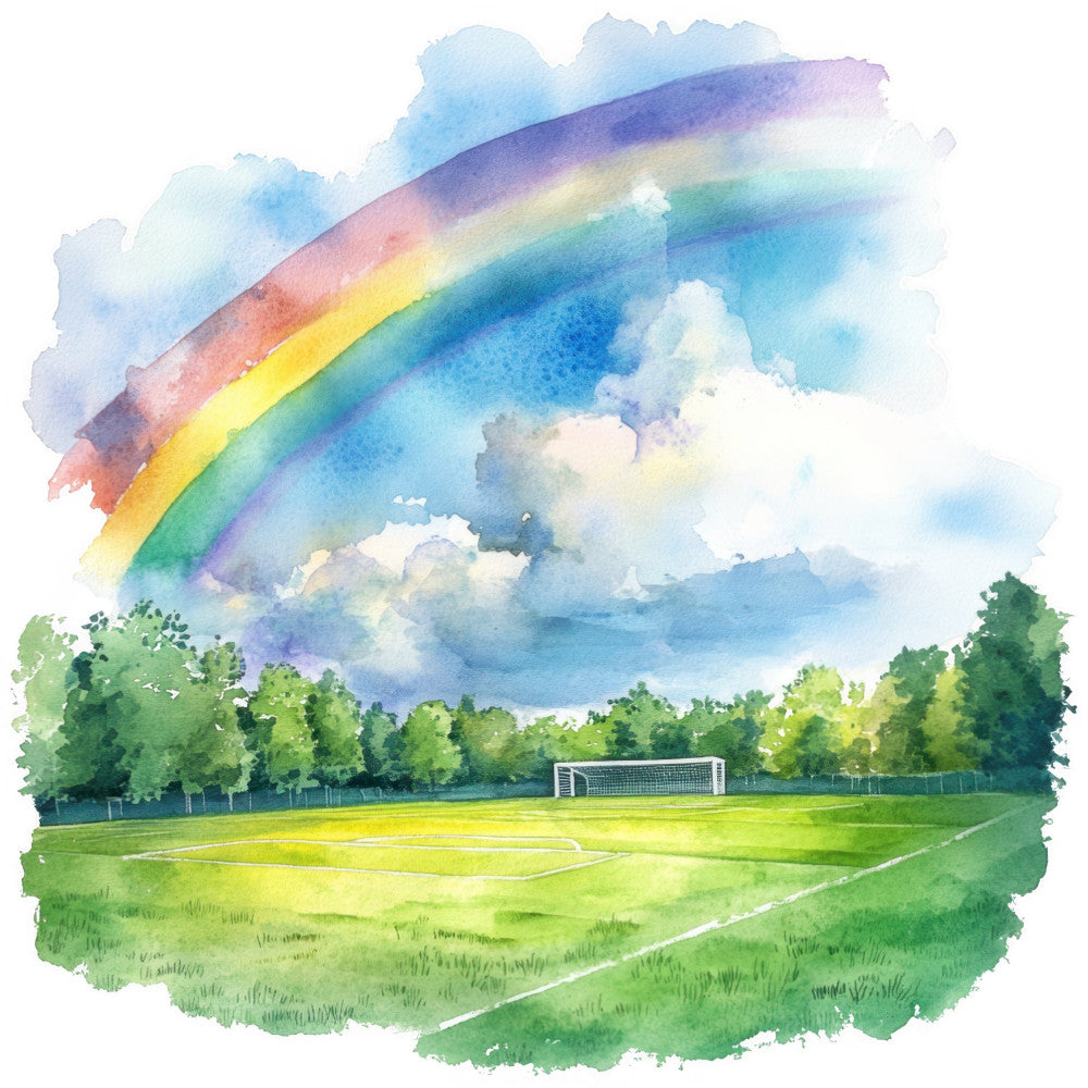 Watercolor Soccer Fabric Panel 17
