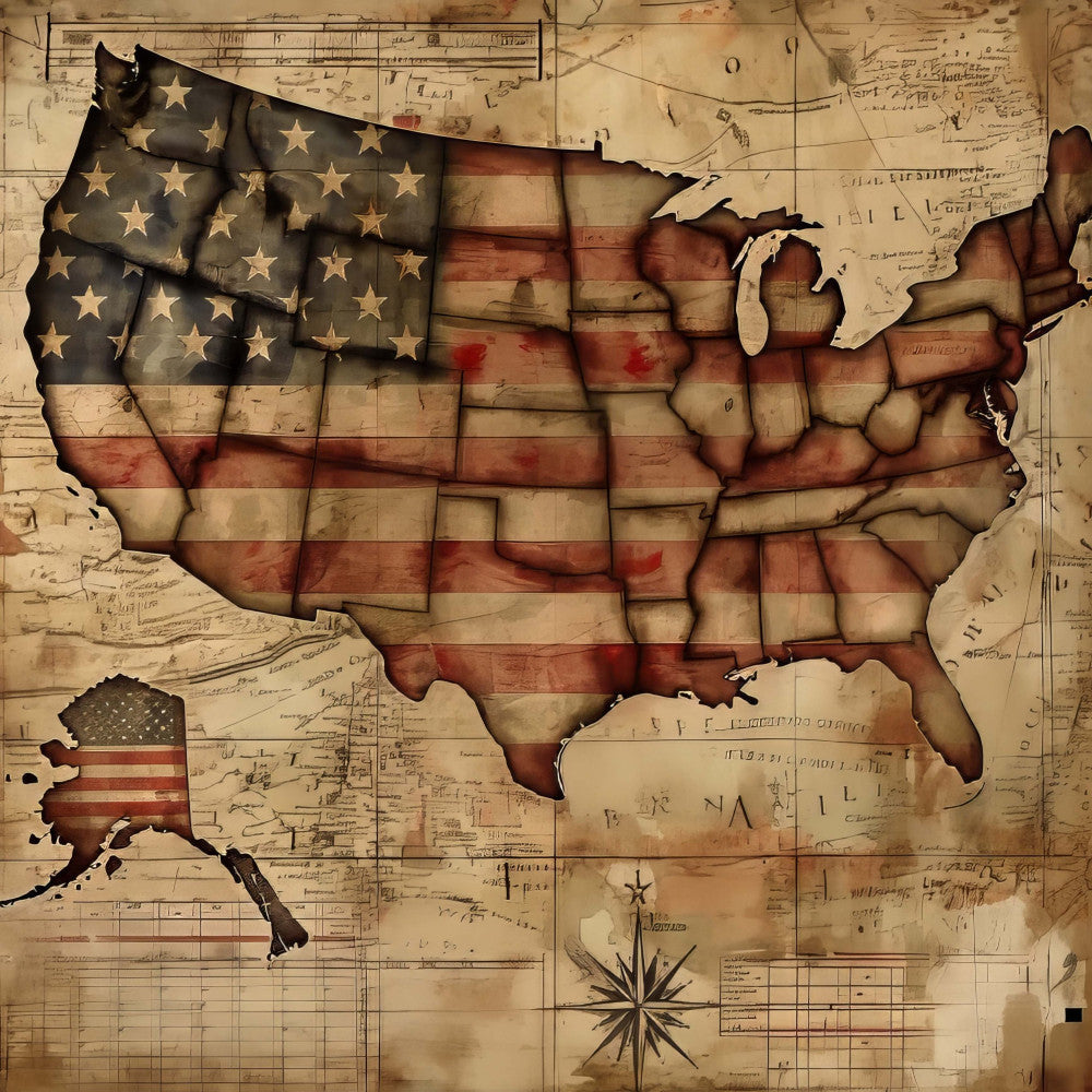 Vintage Patriotic Fabric Panel 24