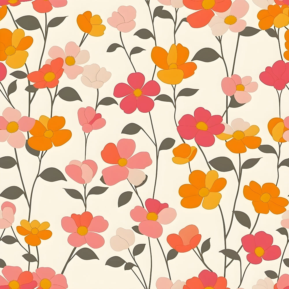 Daily Deal: Retro Floral Daisies Pattern 4 Quilting Cotton Fabric - 45" x 1 Yard"