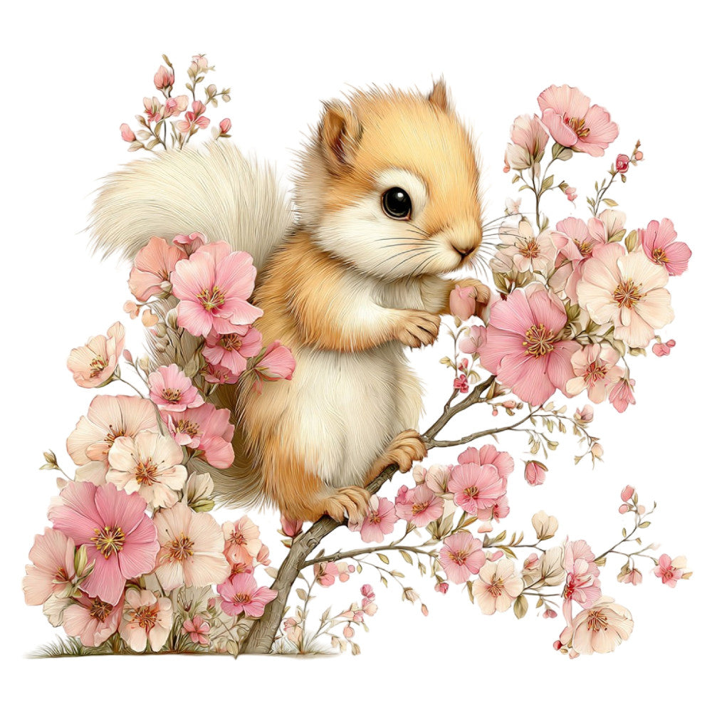Whimsical Summer Squirrel Fabric Panel 3