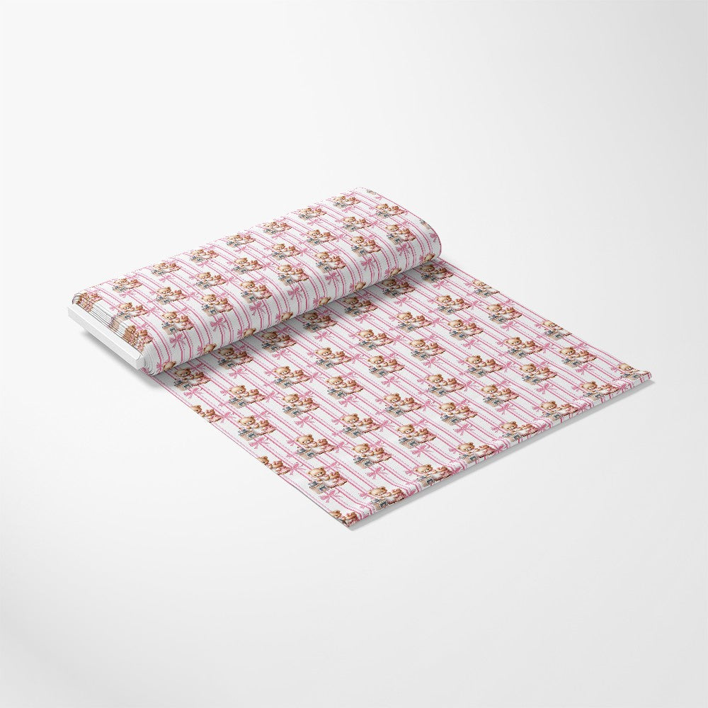 Pink Baby Teddy Bears Pattern 2 Quilting Cotton Fabric
