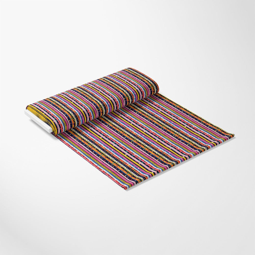 Colorful Stripes and Dots Pattern 4 Quilting Cotton Fabric