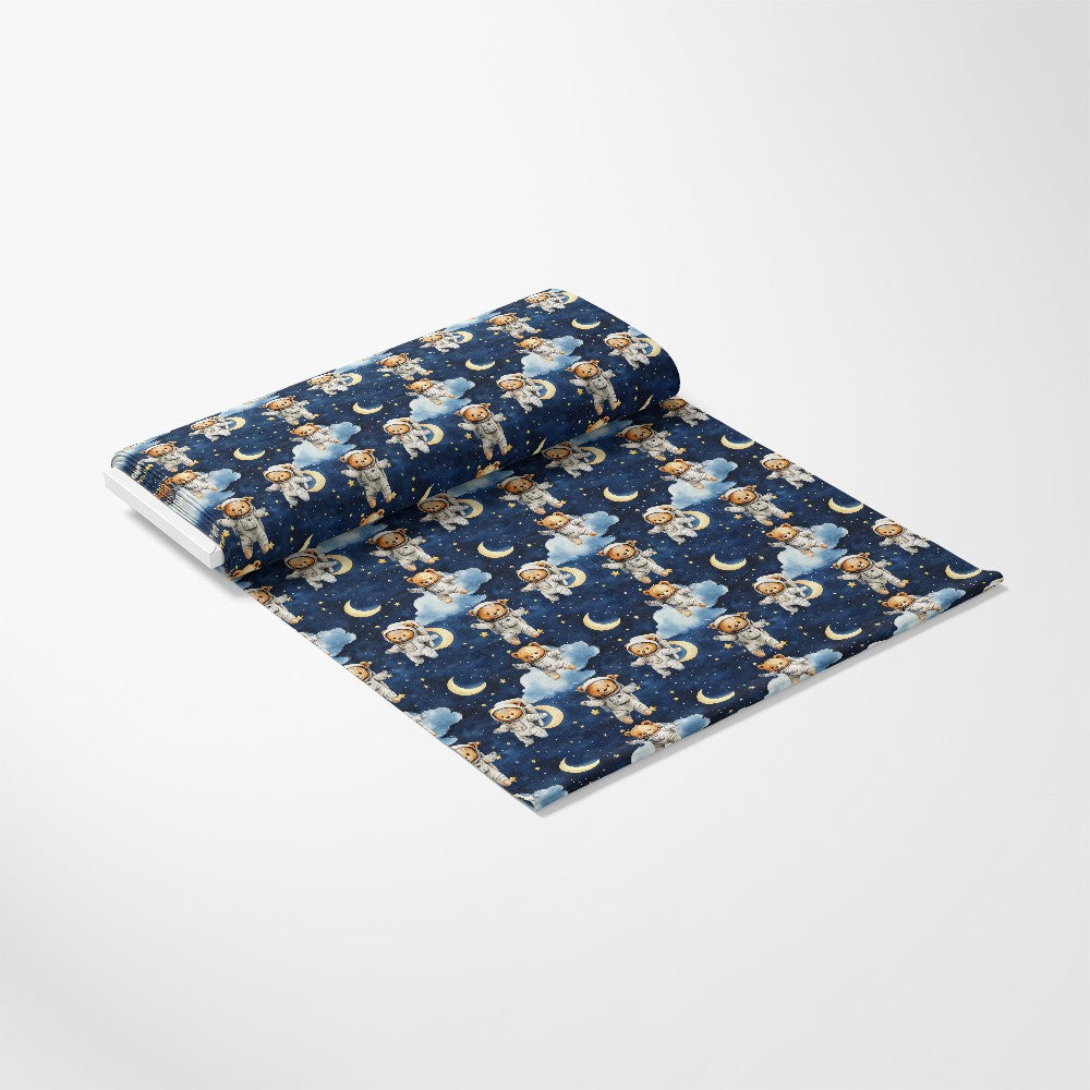 • Blue Teddy Bear Baby Boy Pattern 2 Quilting Cotton Fabric
• Blue, navy, white, beige, yellow
• Teddy bears, moons, stars, clouds
• Soft cotton, quilt fabric, baby boy design
• Child-themed, playful, cozy, nursery fabric
• Printed fabric roll, sewing material, kids decor