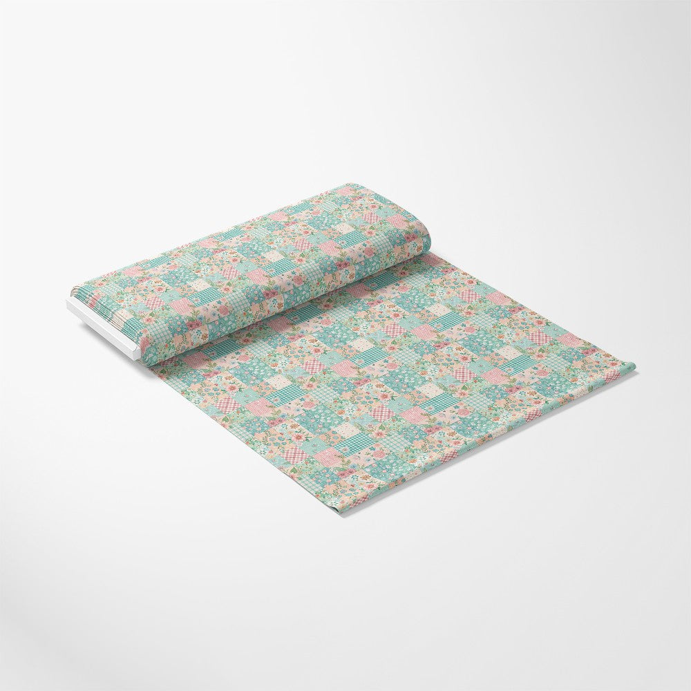 - Spring Patchwork Pattern 3 Quilting Cotton Fabric
- pastel colors
- floral design
- patchwork style
- cotton textile
- soft texture
- sewing material
- quilting fabric
- light blue
- pink
- cream
- vintage inspired