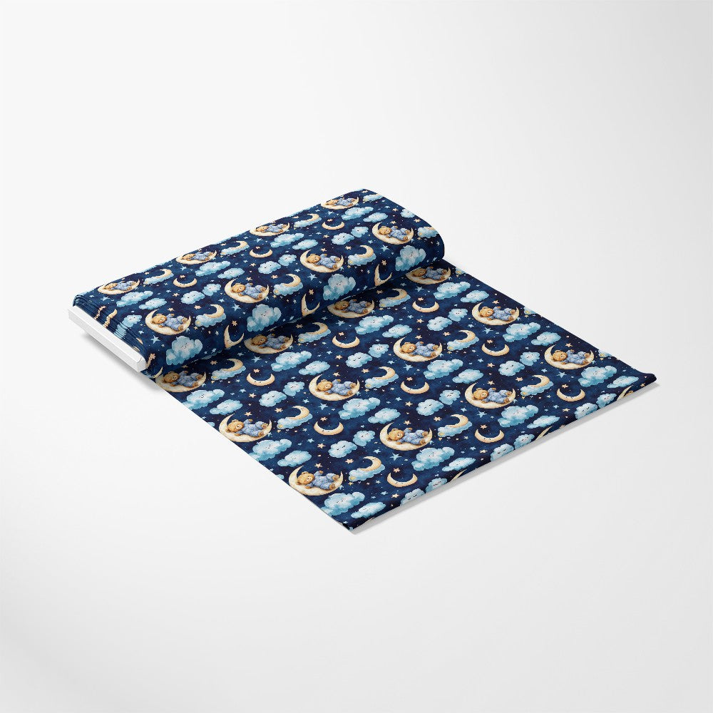 Blue Teddy Bear Baby Boy Pattern 1 Quilting Cotton Fabric