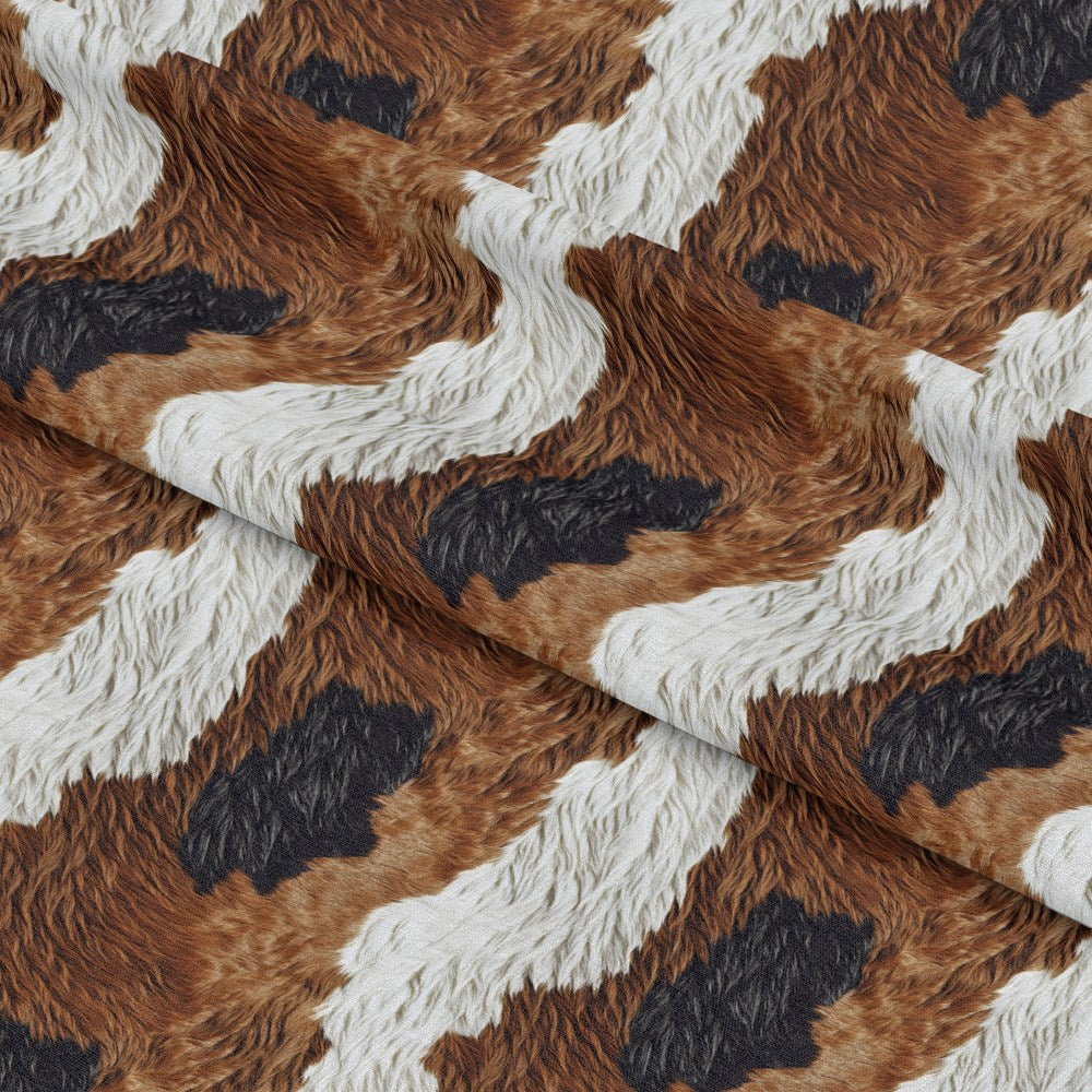 Bold Brown and White Cow Pattern 9 Quilting Cotton Fabric