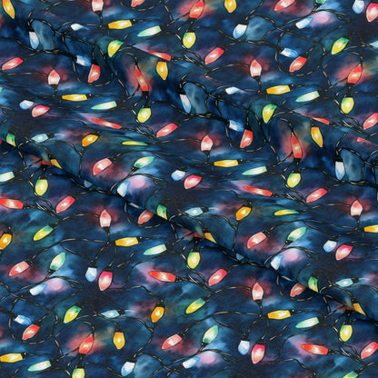 Watercolor Christmas Lights Pattern 6 Quilting Cotton Fabric