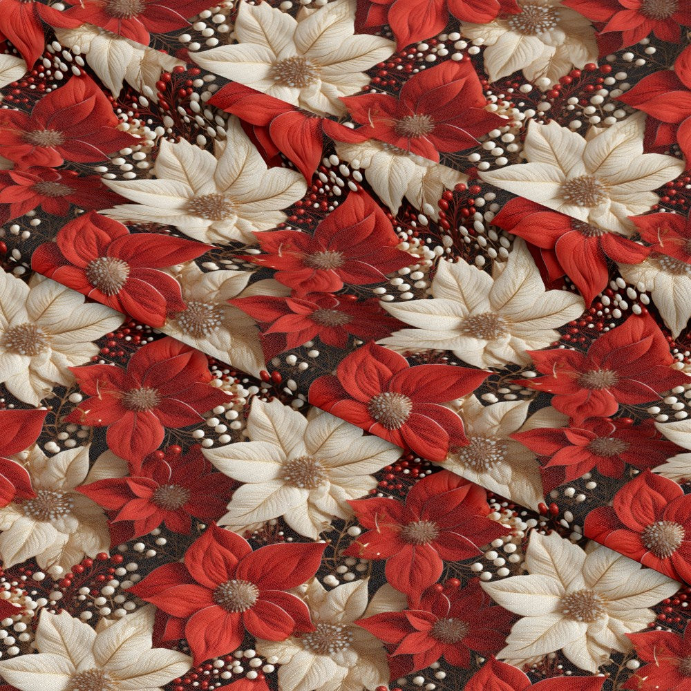 Poinsettia Blooms Pattern 2 Quilting Cotton Fabric