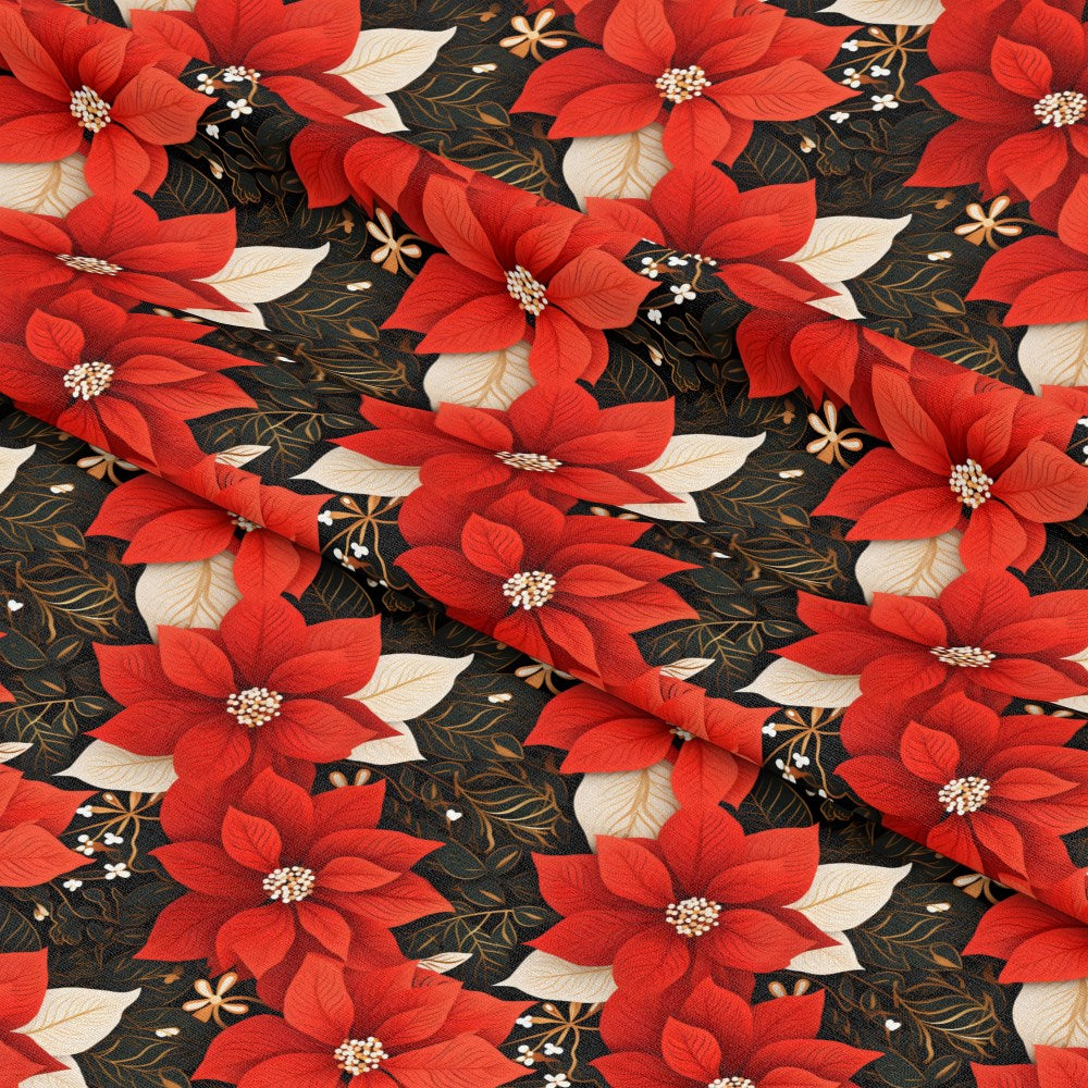 Poinsettia Blooms Pattern 9 Quilting Cotton Fabric