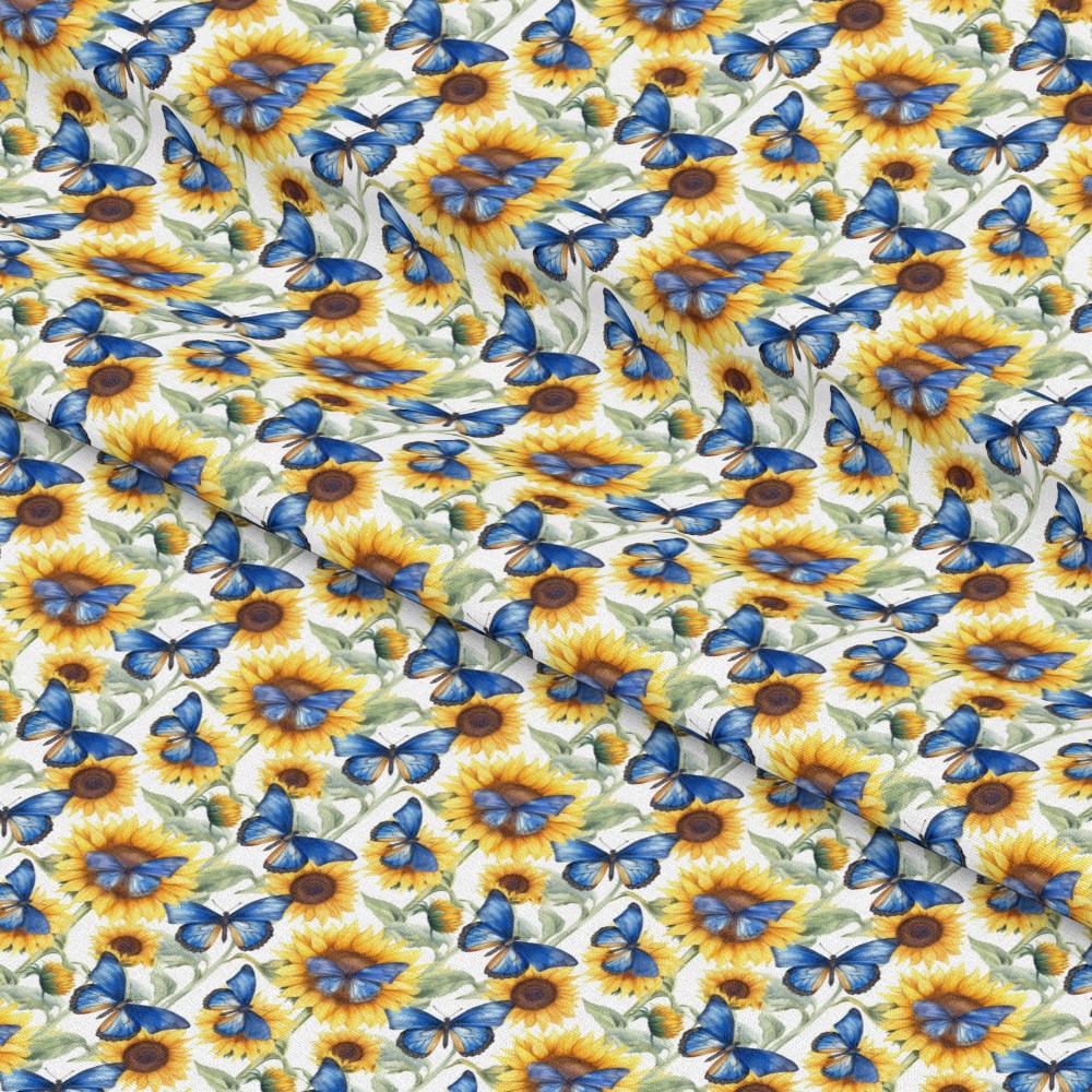 Sunflower and Butterfly Pattern 20 Quilting Cotton Fabric