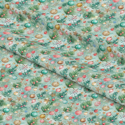 Pastel Christmas Time Pattern 6 Quilting Cotton Fabric
