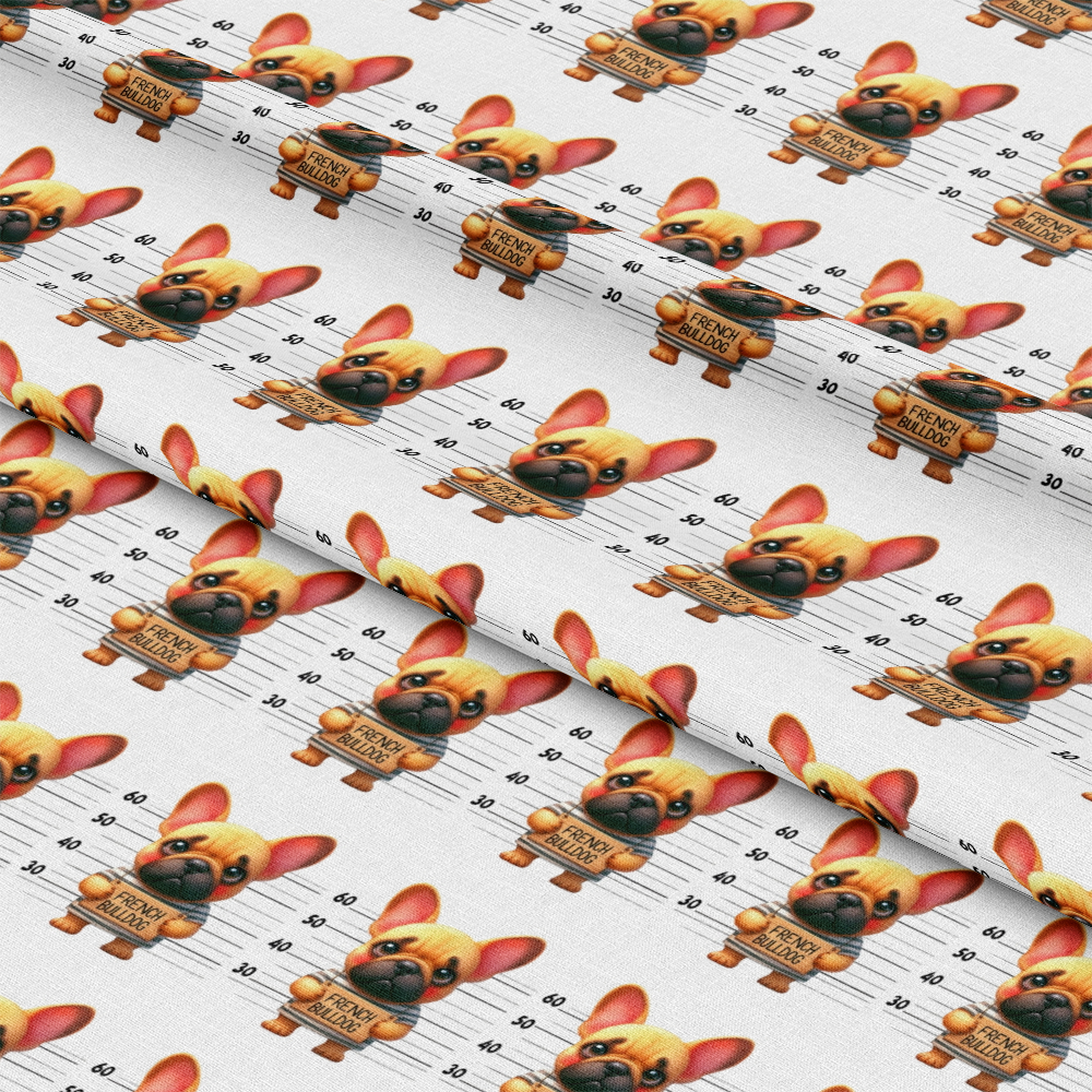 Doggie Mugshots French Bulldog Pattern Quilting Cotton Fabric