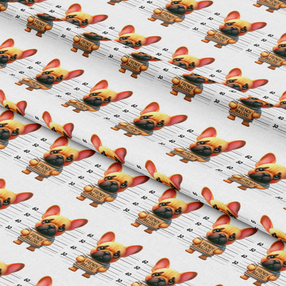 Doggie Mugshots French Bulldog Pattern Quilting Cotton Fabric