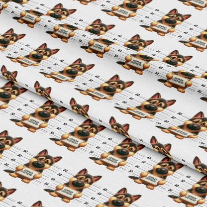 Doggie Mugshots German Shepherd Pattern Quilting Cotton Fabric