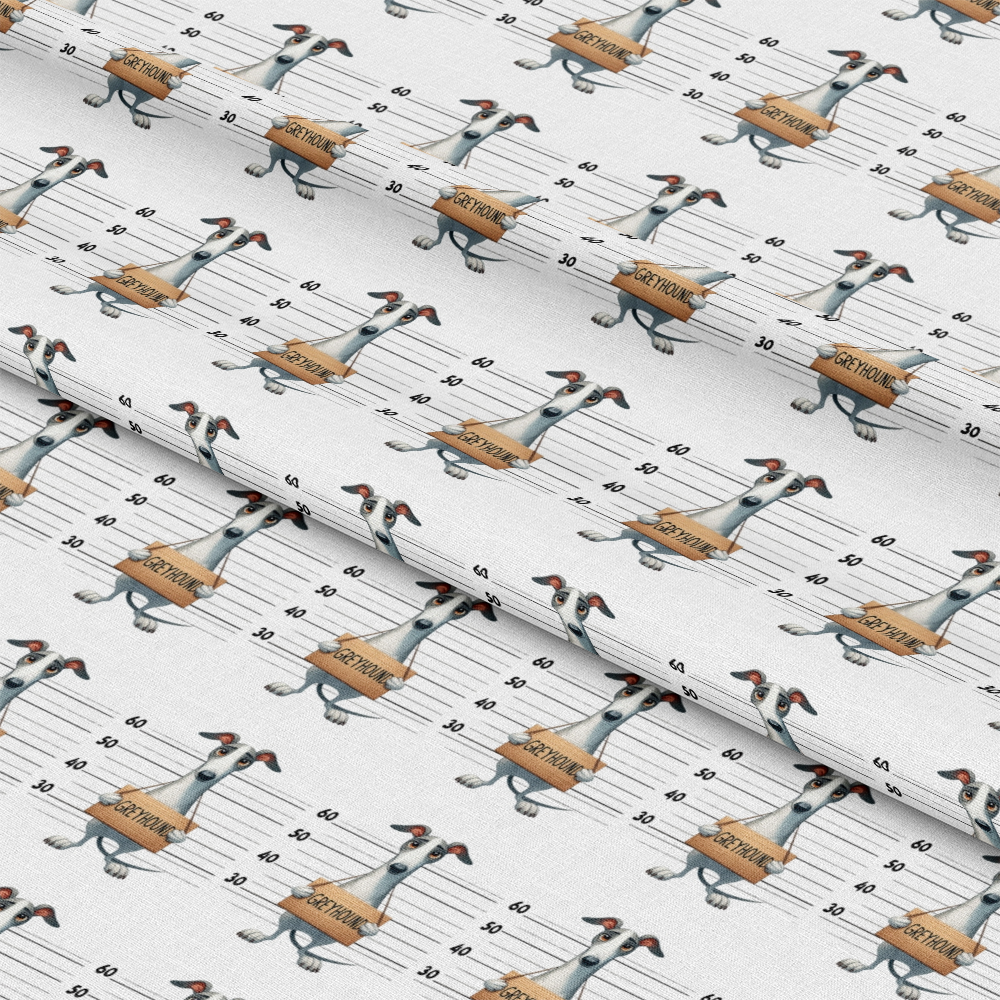 Doggie Mugshots Greyhound Pattern Quilting Cotton Fabric