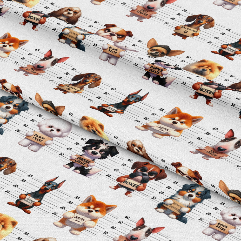 Doggie Mugshots Pattern 1 Quilting Cotton Fabric