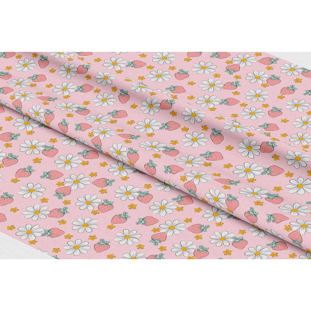 Summer Strawberries and Floral Quilting Cotton Fabric