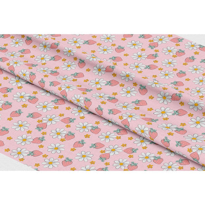 Summer Strawberries and Floral Quilting Cotton Fabric