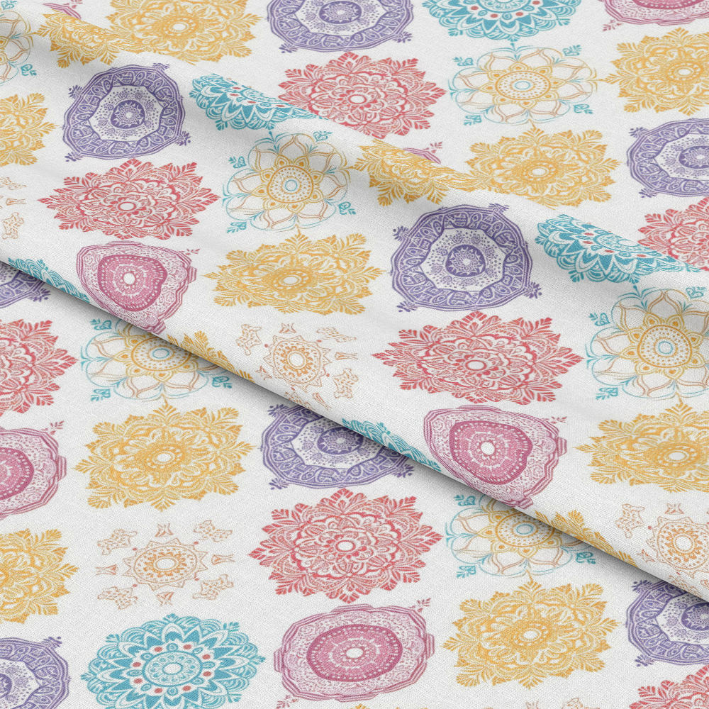 Pastel Mandala Pattern 8 Quilting Cotton Fabric