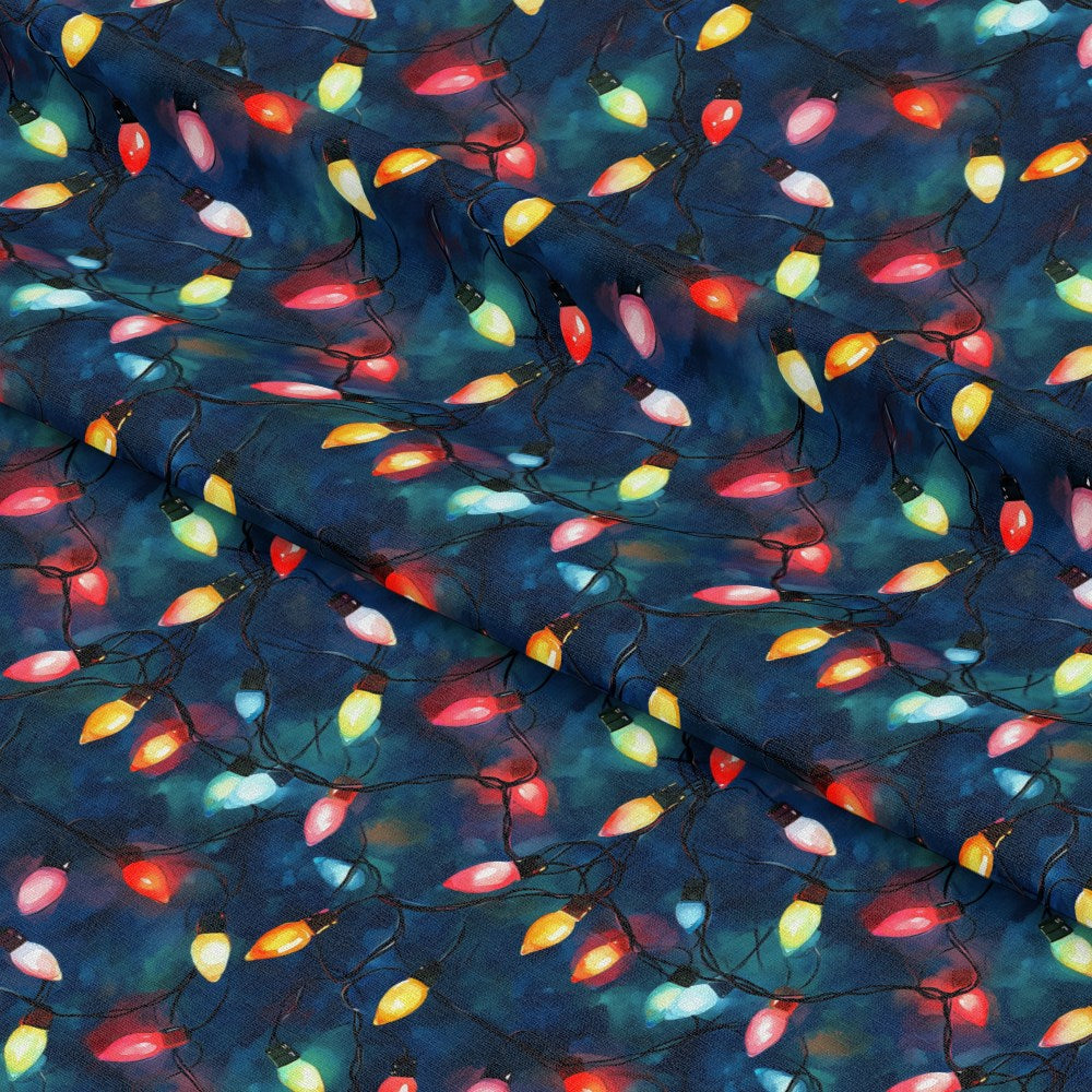 Watercolor Christmas Lights Pattern 7 Quilting Cotton Fabric