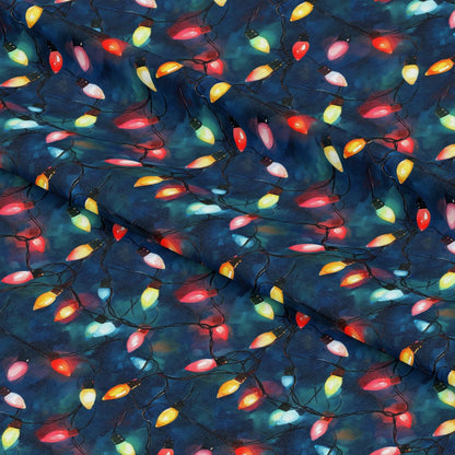Watercolor Christmas Lights Pattern 7 Quilting Cotton Fabric